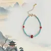 Qiqingyunshan ~ Pulsera de Ágata Turquesa Imitación Estilo Chino Pulsera Avanzada para Mujer Pulsera Personalizada de Pareja Estilo Chino Nuevo