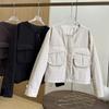 Jaqueta de Algodão Fina Casual Solta com Gola Redonda para Mulheres 2026 Inverno Nova Estilo Coreano Jaqueta Acolchoada Cardigan Jaqueta de Baseball Tendência