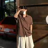 Camisa de hombre estilo coreano con una caída lujosa, camisa de lino ligera de manga corta, chaqueta fina de verano de corte holgado de alta gama, top de moda