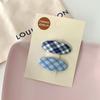 Tecido de estilo coreano Xadrez gota de água hairpin girl grampo lateral elegante all-match Oval BB clipe Novo estilo coreano acessórios de cabelo bonito