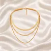 Collar de cadena de caja con mezcla de moda geométrica de joyería transfronteriza europea y americana, collar de cadena de hueso de serpiente punk multicapa para mujer