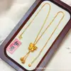 Tienda de Oro Mismo Estilo Collar Dorado Arena con Lazo para Mujer, Versátil y Elegante, Cadena para Clavícula, Joyería de Moda y Exquisita Transmisión en Vivo