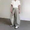 Pantalones Negros de Pierna Ancha Estilo Guadaña para Hombre, Ajuste Limpio Retro Americano de Gama Alta, Casual Holgados con Sentido del Diseño