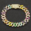 Pulseira Corrente Cubana de Diamantes Europeia e Americana Hip Hop Gotejamento de Óleo de Diamante Moda Masculina Pulseira Legal Pulseira Joia