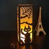 Telaraña negra de Halloween Lámpara de papel 3D Corte láser Murciélago Pantalla de papel para lámpara Luz nocturna Linterna de gato negro