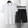Conjunto de Camiseta Polo de Manga Corta para Hombre de Verano para Padre de Mediana Edad y Mayor Día del Padre Tops Casuales Conjunto Deportivo de Tres Piezas para Papá