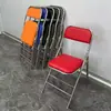 Silla plegable de acero inoxidable engrosada para uso doméstico, silla de comedor al por mayor para tiendas de té de leche, bodas al aire libre, multicolor, a prueba de óxido