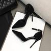 Primavera Salto Alto Feminino 2024 Novo All-match Stiletto Princesa Sexy Pontudo Preto Fivela de Uma Palavra Sapatos de Camada Única Sapatos Femininos