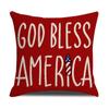 Funda de Almohada de Lino Estampada del Día de la Independencia Sombrero Rojo y Azul Americano Dormitorio Cama Mesita de Noche Sofá Almohada Fiesta Festiva Almohada