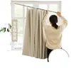 Barra telescópica sin perforaciones super blackout cortina pequeña 2024 nueva cortina pequeña blackout para dormitorio ventana pequeña habitación de alquiler