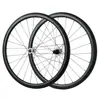 Juego de ruedas de disco de 700C para carretera todoterreno fibra de carbono aro ancho eje de barril liberación rápida juego de ruedas de bicicleta juego de ruedas de tiro recto