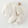 Chaqueta de Algodón para Bebé Otoño e Invierno Acolchada Grosor Medio Ropa de Algodón para Bebé 40g Ropa de Algodón para Recién Nacido Conjunto de Pantalones de Cintura Alta Ropa Exterior Top