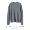 Suéter de Cashmere Seamless Uma Peça para Mulheres com Borda Rebatida, Gola Meia-Alta, Estilo Outono e Inverno, Tricô Pulôver Solto Camada Base
