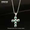 Colar Cruzado Estilo Americano Transfronteiriço Zircônia Pingente de Aço Titânio Longo Desbotado Feminino Joia de Aço Inoxidável de Nicho de Luxo Leve