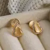 Pendientes de Calabaza Cepillados de Gama Alta Dorados, Versátiles Pinzas para Orejas de Bobina de Mosquitos, Pendientes sin Perforar, Aretes Pequeños y Delicados