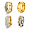 Anéis de Aço Titânio Europeus e Americanos da Amazon com Cravação de Diamantes, Anéis Simples de Moda para Casais, Joias, Acessórios de Aço Inoxidável Mais Vendidos