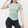 [Personalizado] Ropa Deportiva de Verano para Fitness para Mujer, Top de Manga Corta para Correr y Fitness, Camiseta de Yoga, Cuello en V, Ajustado