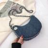 Hilo de Bordado Lingge Bolso de Diseño Nicho 2023 Nuevo Bolso de Mujer Elegante Versátil Bolso Bandolera de Cadena Mini Bolso Media Luna