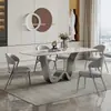 Mesa de Comedor Rectangular Minimalista Moderna Simple Brillante de Pizarra de Lujo Ligero Italiano con Combinación de Sillas para Tamaños Grandes y Pequeños