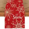Bandera de Mesa Transfronteriza Simple Copo de Nieve Rojo Navidad Invierno Cocina Restaurante Fiesta Decoración de Mesa de Café Venta al por Mayor de Fábrica