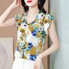 Blusa de gasa floral de manga corta de moda para mujer, nueva blusa juvenil casual de verano, top corto elegante para mamás