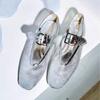 2024 Comercio Exterior Nuevos Zapatos de Ballet de Malla con Hebilla de Metal para Mujer Zapatos Mary Jane Planos sin Cordones de Talla Grande Zapatos de Mujer