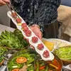 Vajilla Estilo Hot Pot Shanhuanshuanyu, Plato Redondo para Pasta de Camarón, Plato para Albóndigas de Trufa Negra, Plato de Melamina para Carne de Tres Pimientas