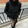 Abrigo de lana de moda estilo universitario retro oscuro, diseño de doble botonadura con cuello alto, abrigo de lana, venta al por mayor transfronteriza