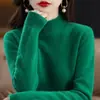 Nuevo suéter de punto para mujer de otoño e invierno con cuello medio alto, mangas largas, corte holgado, adelgazante, top de punto pullover versátil