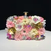 Hengmei Chaozhou fornecimento direto da fábrica bolsa de noite da moda bolsa feminina com flores e pérolas feitas à mão bolsa para banquete casamento festa