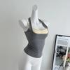 2024 Verão Falso Duas Peças Halter Camisole Vest Desgaste Externo Feminino com Almofada no Peito Europeu e Americano Hot Top High-end Sense