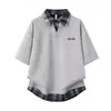 Camisa Polo Falsa de Dos Piezas con Cuello, Camiseta de Manga Corta para Hombres y Mujeres con Bordado, Nuevo Estilo de Verano, Versátil Casual Estilo Hong Kong Ins