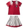 Uniforme de Jardim de Infância Bordado Rosa Conjunto de Verão Estilo College Alunos do Ensino Fundamental e Médio Uniforme Escolar Estilo Britânico Uniforme de Aula de Performance Listras