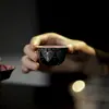 Taza de Té Octogonal de Cerámica Incrustada con Oro y Plata de las Dinastías Tang y Song, Juego de Té Kung Fu, Taza de Degustación de Té para el Hogar, Taza Individual, Imitación de Laca, Taza Pequeña Estilo Antiguo