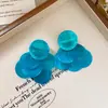 Pendientes de Borla con Colgante de Flor de Resina Aguja de Plata Lujo Ligero Clavos de Oreja de Gama Alta Pendientes de Moda Retro Simples Versátiles para Mujer