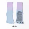 Meias de Yoga Tie-Dye Color-Blocking com Padrão de Pontos 3D para Todas as Estações, com Cor Degradê, Meias Esportivas Antiderrapantes para Pilates Five-Toe para Mulheres