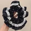 Estilo Coreano Estilo Chanel Renda Suave Onda Ponto Grande Intestino Elástico de Cabelo Sentido Avançado Cetim Elegante Elegante Corda de Cabelo Corda de Cabelo