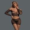 Nuevo conjunto sexy de lencería de dos piezas con hombros descubiertos y abdomen descubierto, perspectiva de ropa sexy seductora, pijama sexy, falda envolvente de cadera, ropa de malla