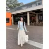 Falda Midi de Estilo Francés Inspirada en Hepburn con Lazo para Mujer, Adecuada para Primavera, Verano y Otoño, Falda Abullonada de Línea A para Chicas Petites, Falda de Paraguas Amplia que Estiliza