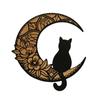 Novo pendente de parede de madeira gato preto lua venda quente transfronteiriça silhueta de madeira artesanato japonês decoração de parede