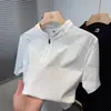 Camiseta Polo Henley de Meio Zíper de Manga Curta para Homens, Patchwork Casual Esportivo, Cor Sólida Tendência, Novo Verão 2026