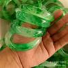 Pulsera Esmeralda Pulsera de Jade Verde Yang Color Hielo Flor Flotante Pulsera de Jade Mitad Verde Mitad Blanco Pulsera de Cuarcita Pulsera de Jade
