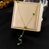 Corrente de clavícula em Y com strass em forma de coração, corte retro simples e moderno, aço inoxidável, colar feminino para uso diário e versátil