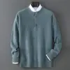 Cardigã de lã merino australiana pura de dois fios e doze pontos, malha masculina outono e inverno com gola henley, jaqueta suéter curta e solta