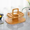 Suporte de vinho de madeira mesa de piquenique ao ar livre suporte de vinho portátil mesa de frutas removível suporte para taças de vinho suporte de alimentos multicamadas atacado