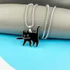 Cuchillo Divertido de Dibujos Animados Collar de Gato Negro Pequeño Colgante Simple de Moda para Mujer Estudiante Pareja Personalizado Accesorios Versátiles