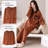 Nuevo Conjunto de Dos Piezas para Mujer Estilo Primavera y Otoño para Estar en Casa con Almohadillas en el Pecho, Pijama de Algodón Puro, Manga Larga, Pantalones Largos, Cárdigan, Envío Gratis
