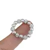 Anel Manta Rose Super Flash Bola de Zircônia Corda Elástica Anel de Pérola Feminino Suave e Versátil Moda Anel de Luxo Leve Joia de Mão