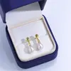 Brincos de tarracha de pérola natural de água doce em formato de gota de arroz, linhas de orelha, trevo, brincos elegantes de alta qualidade, joias para atacado