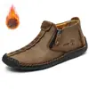 Botas Martin para Hombre Transfronterizas de Punto Otoño e Invierno Nuevas Talla Grande con Cremallera Botas de Hombre Casual para Exteriores Botas de Trabajo Cosidas a Mano